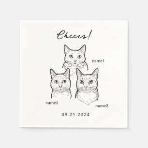 Serviette En Papier Cute 3 Chats Cheval Cocktail Mariage