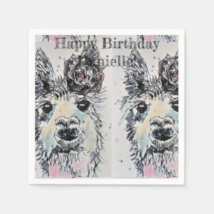 Serviette En Papier Cute Alpacca Llama Décor Animal Serviette Serviett