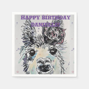 Serviette En Papier Cute Alpacca Llama Décor Animal Serviette Serviett