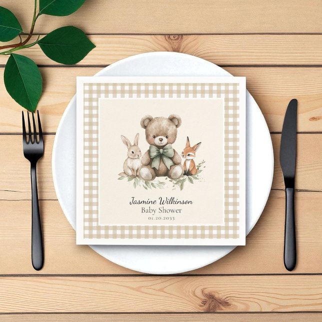 Serviette En Papier Cute Animaux Aquarelle Baby shower serviettes (Créateur téléchargé)