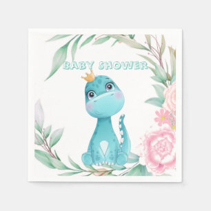 Serviette En Papier Cute Aqua Princess Dinosaur Baby shower