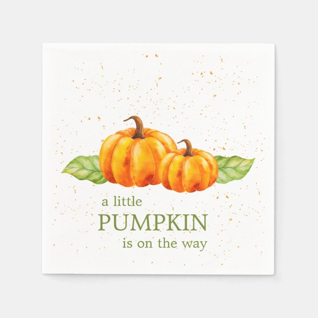 Serviette En Papier Cute aquarelle Baby shower Citrouille orange (Devant)