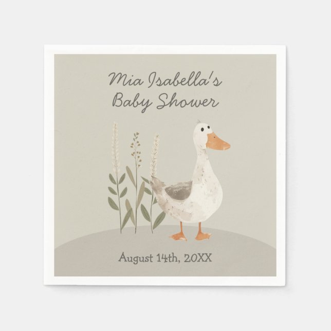 Serviette En Papier Cute Aquarelle Baby shower Oie (Devant)