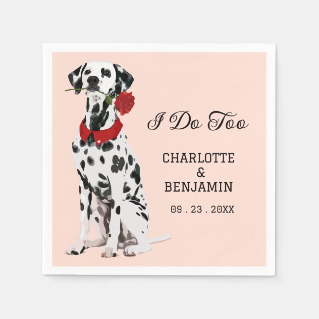 Serviette En Papier Cute aquarelle Dalmatie Mariage chien (Devant)
