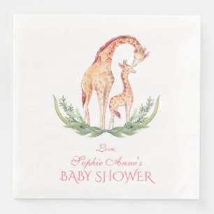 Serviette En Papier Cute Aquarelle Giraffe Baby shower fille