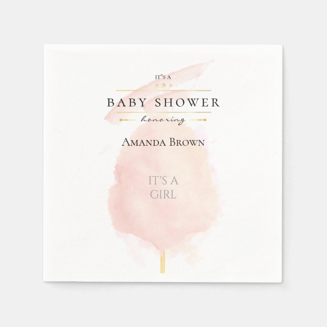 Serviette En Papier Cute Aquarelle rose Coton Baby shower bonbon (Devant)