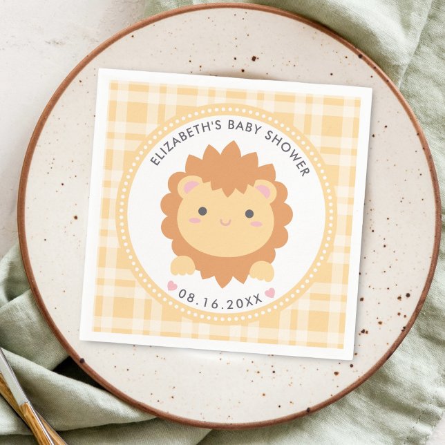 Serviette En Papier Cute Baby Lion Cub Baby shower neutre genre (Créateur téléchargé)