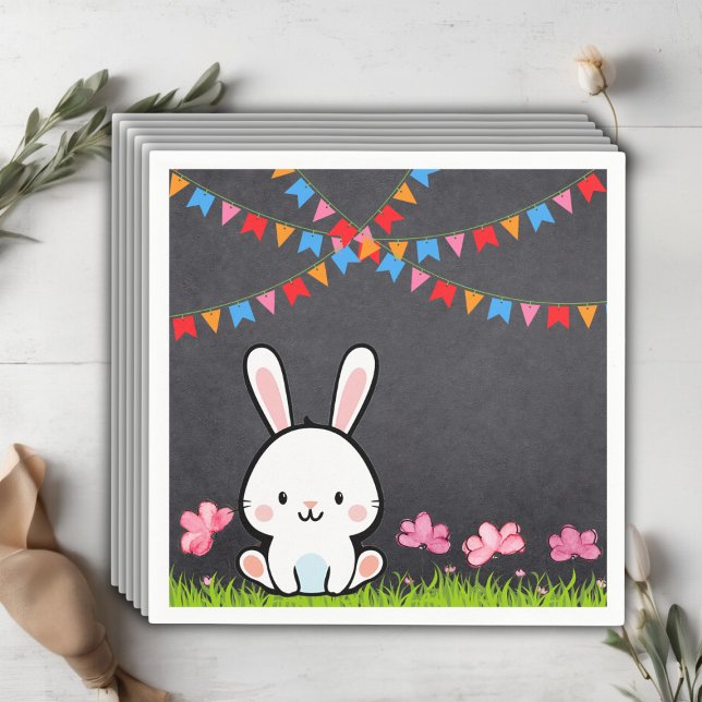 Serviette En Papier Cute Baby shower de lapin en tableau blanc (Créateur téléchargé)
