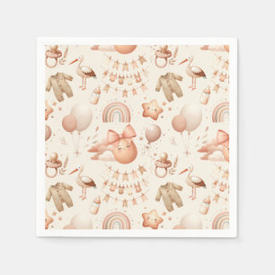 Serviette En Papier Cute Baby shower Whimsy Plaques en papier beige