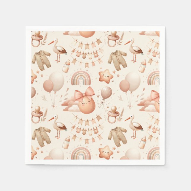 Serviette En Papier Cute Baby shower Whimsy Plaques en papier beige (Devant)