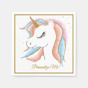 Serviette En Papier Cute Baby Unicorn Magique Pastel Personnalisé