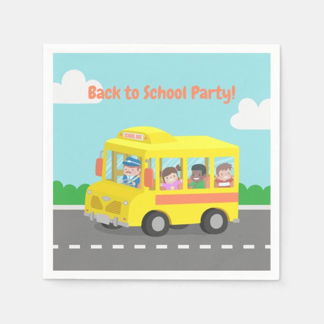 Serviette En Papier Cute Back to School Yellow Bus Enfants Fournitures (Devant)