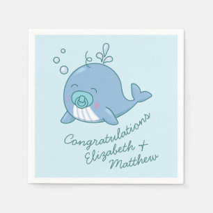 Serviette En Papier Cute baleine Baby shower Kawaii Boy Blue
