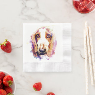Serviette En Papier Cute Basset Hound Chien Tête Face Chien Chien