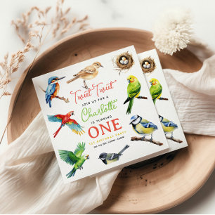 Serviette En Papier Cute Bird 1er anniversaire