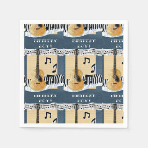 Serviette En Papier Cute Birthday Boy Music Guitare Papier Napkin