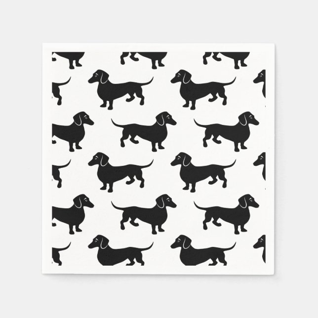 Serviette En Papier Cute Black Dachshund Pattern (Devant)