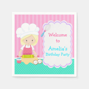 Serviette En Papier Cute Blonde Girl Baking Anniversaire