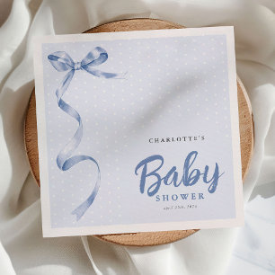 Serviette En Papier Cute Blue Bow Ribbon Boy Baby shower