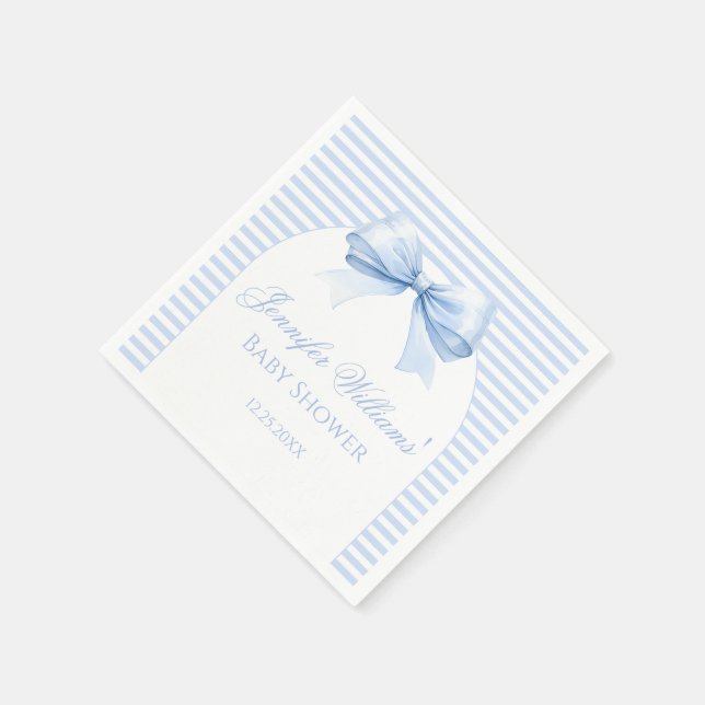 Serviette En Papier Cute Blue Chic Bow Striped Baby Boy Douche Papier (Coin)