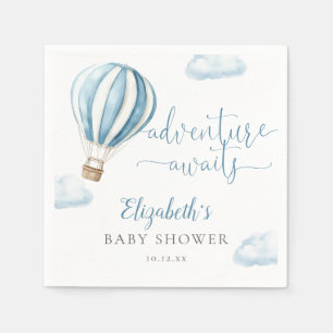 Serviette En Papier Cute Blue Hot Air Balloon Baby shower garçon