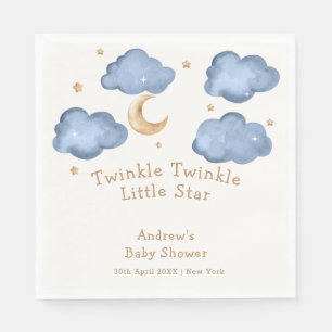 Serviette En Papier Cute Blue Moon Stars Twinkle Twinkle Baby shower