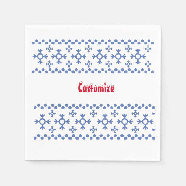 Serviette En Papier Cute Blue Snowflakes Motif Thunder_Cove (Devant)