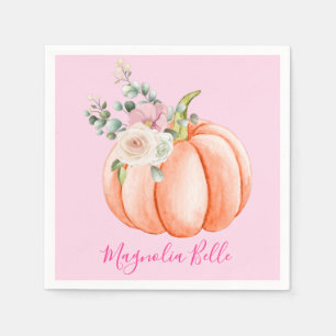 Serviette En Papier Cute Blush Pink Spring Floral Nom du petit Citroui