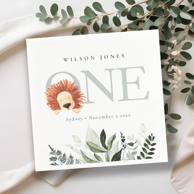 Serviette En Papier Cute Boho Lion Foliage 1er fête d'anniversaire (Créateur téléchargé)