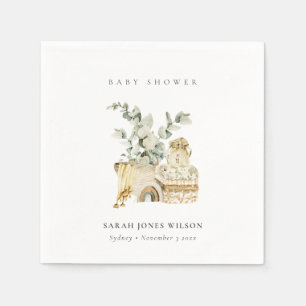 Serviette En Papier Cute Boho Pépinière Jaune Foliage Baby shower Favo