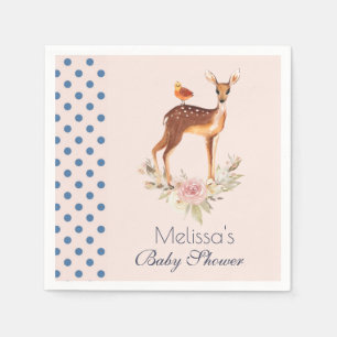 Serviette En Papier Cute Brown Aquarelle Cerf Baby shower rustique