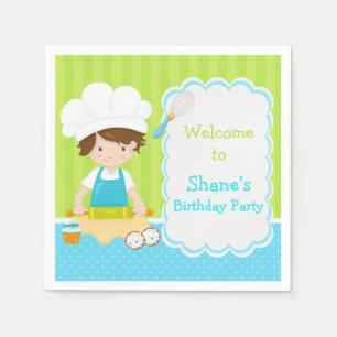 Serviette En Papier Cute Brunette Cheveux Garçon Baking Anniversaire F