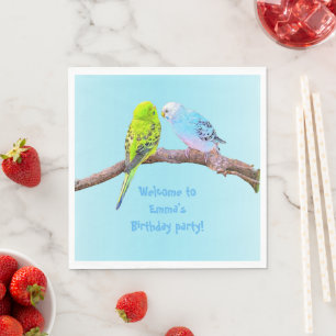 Serviette En Papier Cute budgie couple - serviettes personnalisables