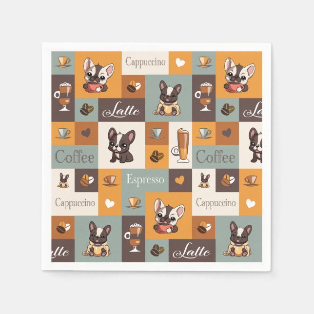 Serviette En Papier Cute Bulldog Coffee Love (Devant)