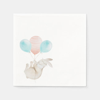 Serviette En Papier Cute Bunny Holding Ballons Papier Napkin