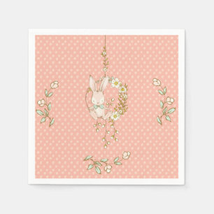 Serviette En Papier Cute Bunny Polka Dot Baby shower Floral