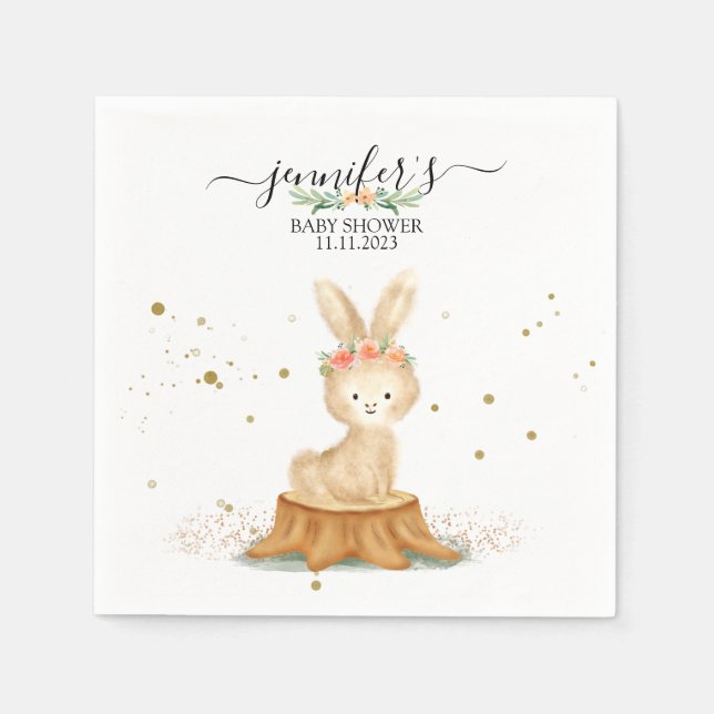 Serviette En Papier Cute Bunny Rabbit wildlife baby newborn (Devant)