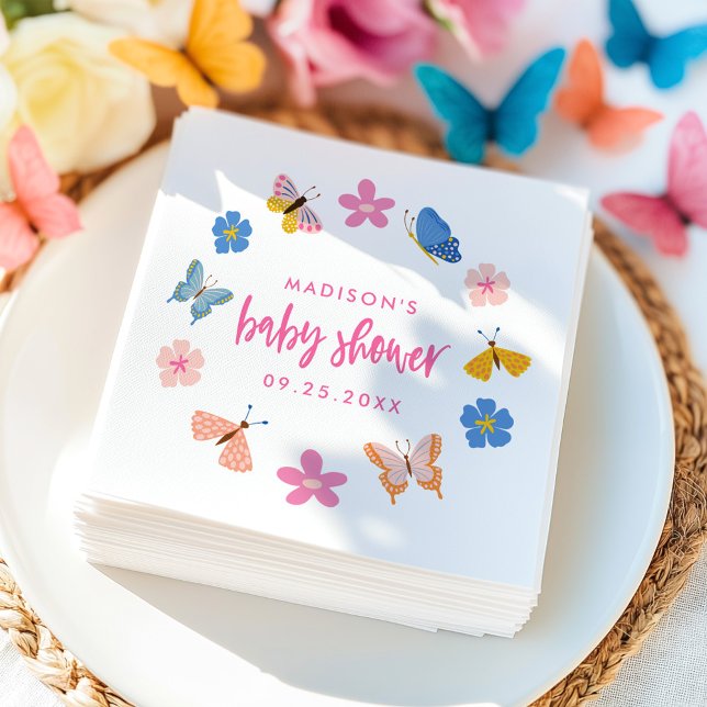 Serviette En Papier Cute Butterflies Baby Shower (Créateur téléchargé)