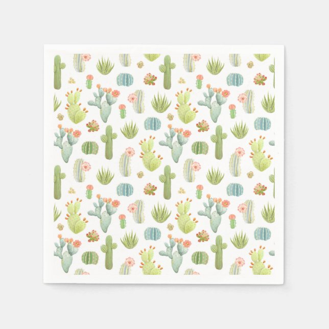 Serviette En Papier Cute Cactus Motif (Devant)