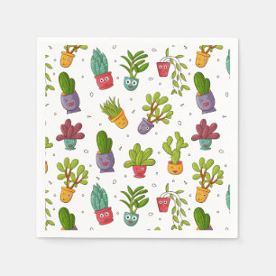 Serviette En Papier Cute Cactus Nature Succulents Motif Amusement