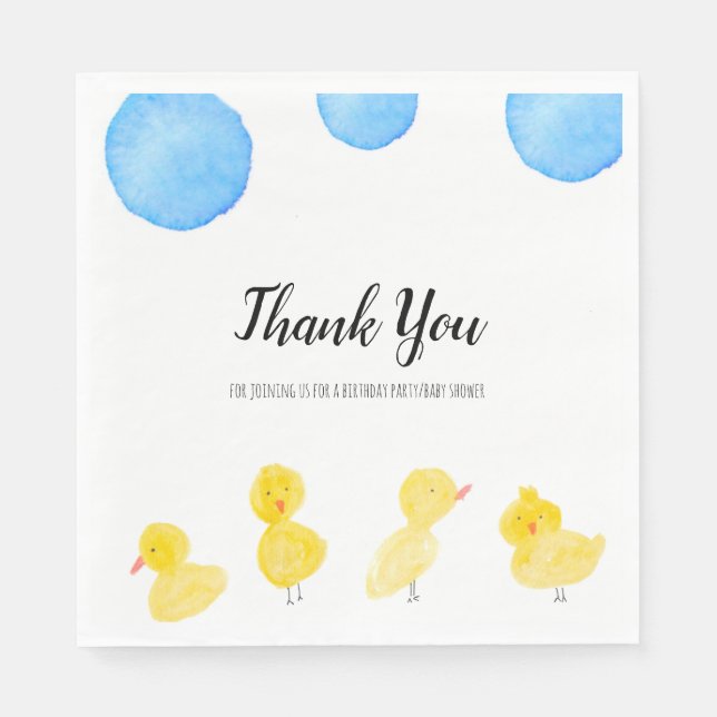 Serviette En Papier Cute Canards Merci Baby shower d'aquarelle main (Devant)