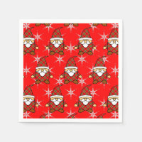 Cute Carton Gnome Motif Noël Napkins