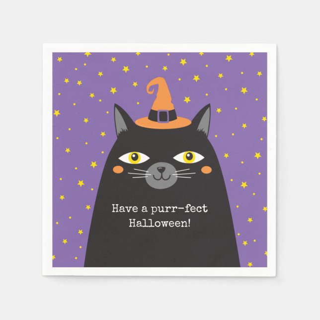 Serviette En Papier Cute Chat Enfants Halloween Papier de fête Napkin (Devant)