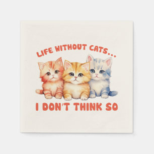 Serviette En Papier Cute Chatons Colorés - Vie Sans Chats?