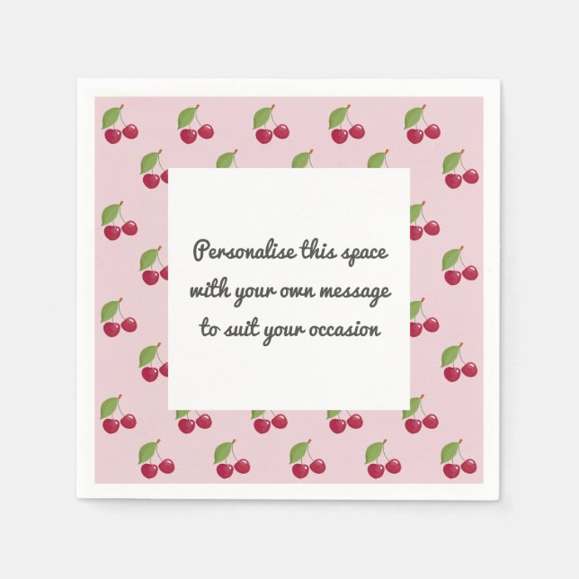 Serviette En Papier Cute Cherry Pattern Custom Message  (Devant)