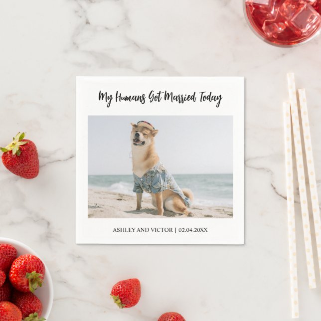 Serviette En Papier Cute Chien Photo Moderne Simple Mariage (En situation)