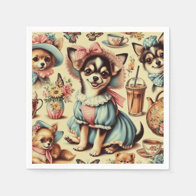 Serviette En Papier Cute Chihuahua Peinture Chiot (Devant)