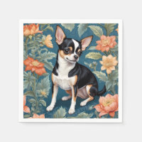 Cute Chihuahua William Morris Inspiré Floral