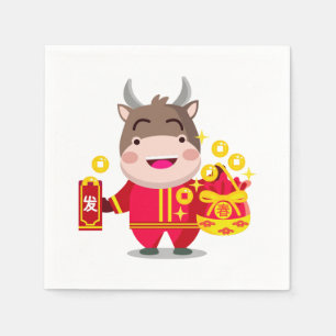 Serviette En Papier Cute Chinois Nouvel An des pièces d'or Ox