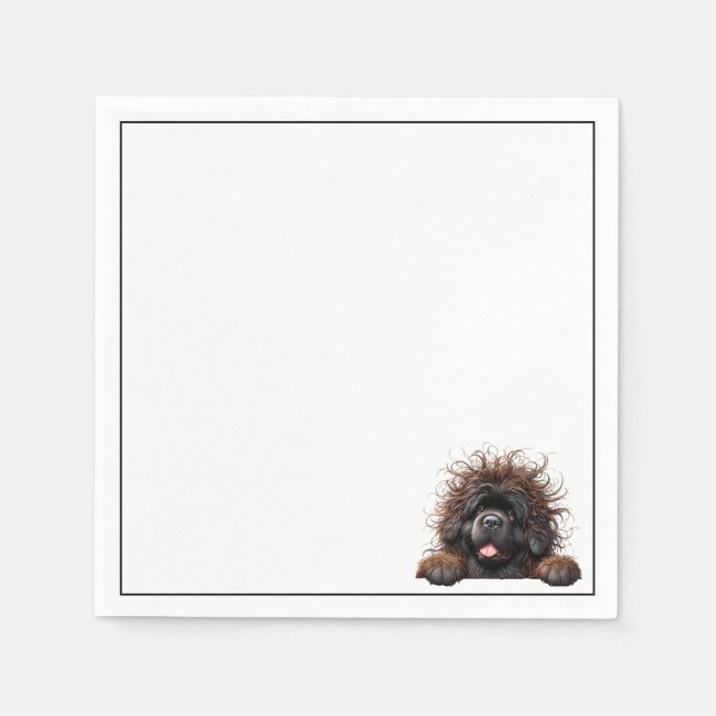 Serviette En Papier Cute chiot de Terre-Neuve (Devant)